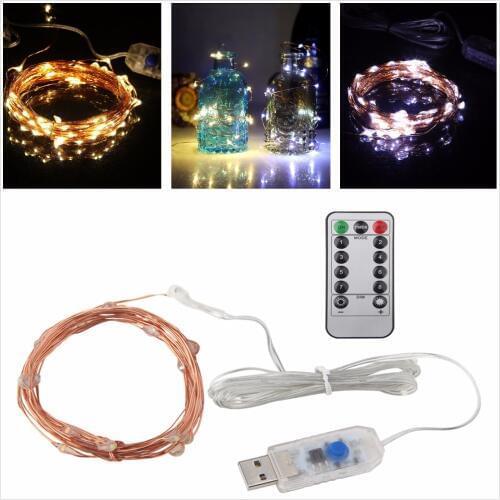 Led string lights 5m/10m 5V USB powered Copper Wire String Holiday Outdoor Fairy Lights Christmas Festival Wedding Party Lights