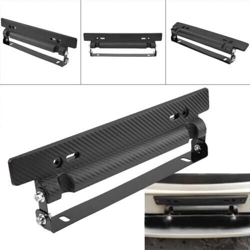 Universal Adjustable Car Number License Plate Frame Bracket Holder Carbon Fiber Auto Front Mount Bumper Brackets 320 X 60 X 45mm