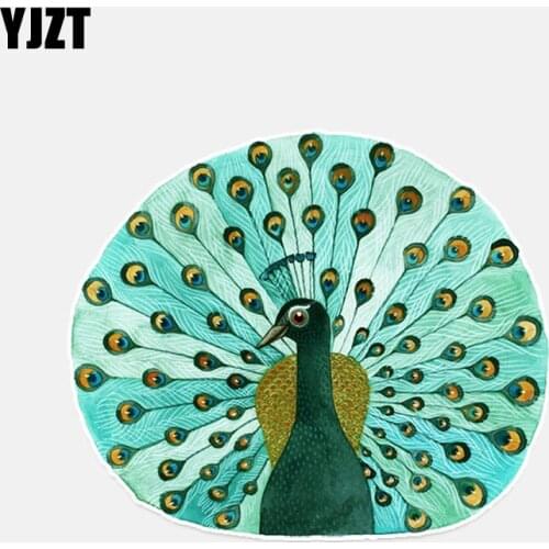 YJZT 13.3*11.2CM Peacock Colored Decor Car Sticker Silhouette Bumper Car Window Accessories 11A0029