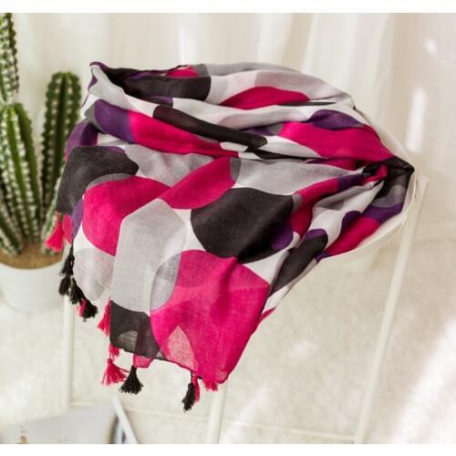 2018 Fashion Big Dot Scarves Shalws Women Spot Polka Tassel Cotton Scarf Wrap Hjiab Muffler 2 Color 10pcs/LOT Free Shipping