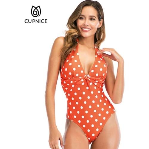 Women Sexy Polka Dot Swimwear Push-up Swimwear Jumpsuit One Piece Swimsuit Female V-neck Halter Femme Beachwear Set 2021