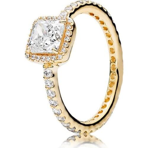 925 Sterling Silver Pan Ring Rose Gold Four Claw Timeless Elegance Crystal Rings For Women Wedding Party Gift Fine Jewelry