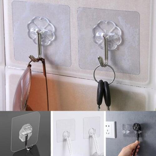 1/3/5 Pcs Kitchen Bathroom Transparent Hooks Strong Self Adhesive Door Wall Hangers Hooks Suction Heavy Load Rack Cup Sucker