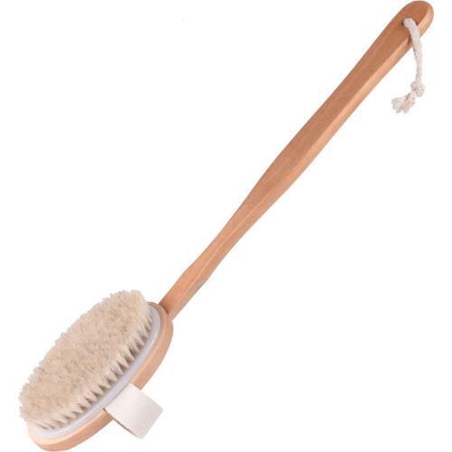 1Pcs High Quality Scrubber Natural Bristle Body Brush Long Handle Wooden Brush Massager Body Bath Shower Back Brush Spa