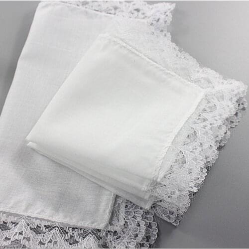 12Pcs Pure White Hankerchiefs 100% Cotton Handkerchiefs Women Men 25cm*25cm Pocket Square Wedding Plain DIY Print Draw Hankies
