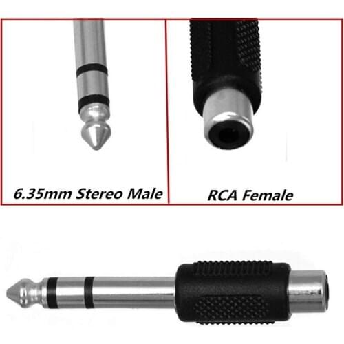 COMPSON 2pcs Double track 6.35mm 1/4 Inch Male to RCA Female Jack Mono Audio Adapters Connectors Plugs for DIY FM Microphone