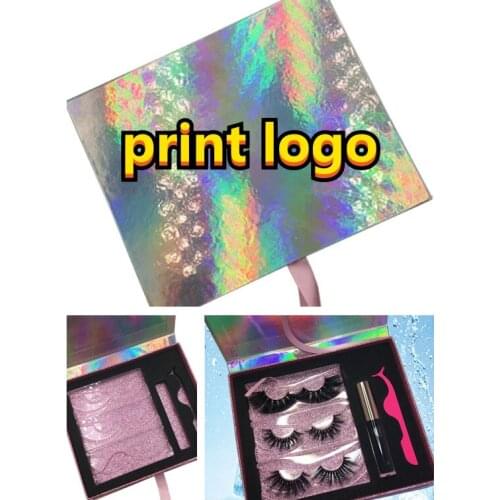 3 pairs print Mink Lashes Cases Packaging Wholesale Makeup Eyelash Packaging Lash Boxes Packaging Eyelash Packaging Set In Bulk