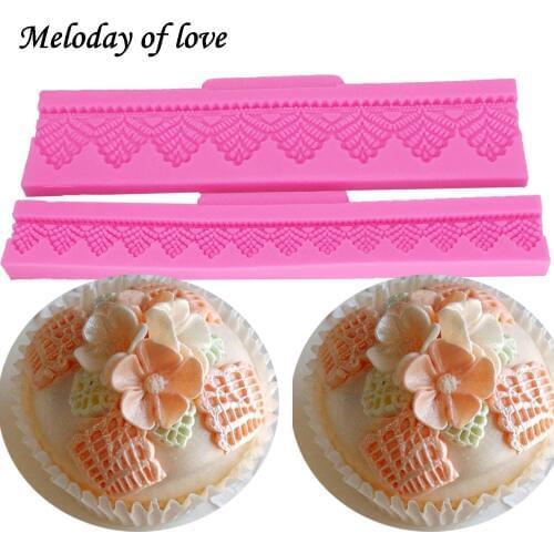 3D Long lace cake border Fondant cake moulds Baking Chocolate Cake Decorating Tools silicone molds for 3D crafts T1371