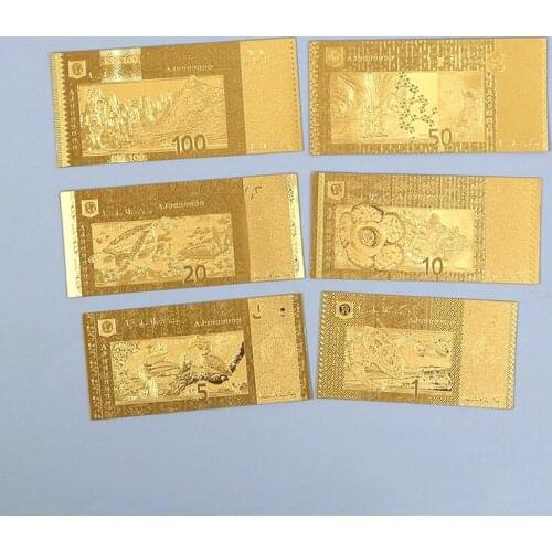 6Pcs Malaysia Paper Gold Foil Banknote Non-currency Collection Craft Antique Home Decoration