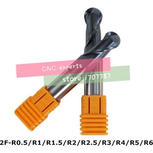 9PCS radius 0.5 1.0 1.5 2.0 2.5 3.0 4.0 5.0 6.0MM HRC50 2 flutes Tungsten Carbide Ball Nose End Mill set milling cutter