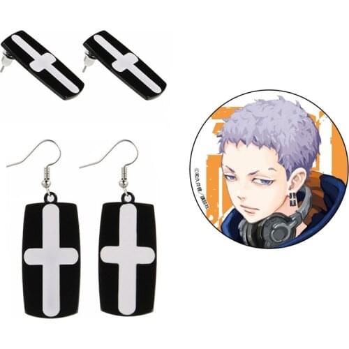 Anime Tokyo Revengers Takashi Mitsuya Earrings Keychain Cosplay Props Jewelry Ear Pendant Ear Clip Accessories Girls Women