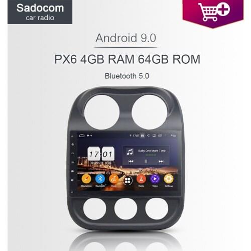 PX6 10.1" DSP TDA7851 Android 10.0 4GB+64GB+8 core Car DVD Player GPS Glonass autoradio Bluetooth 5.0 For Jeep Compass 2014 2015