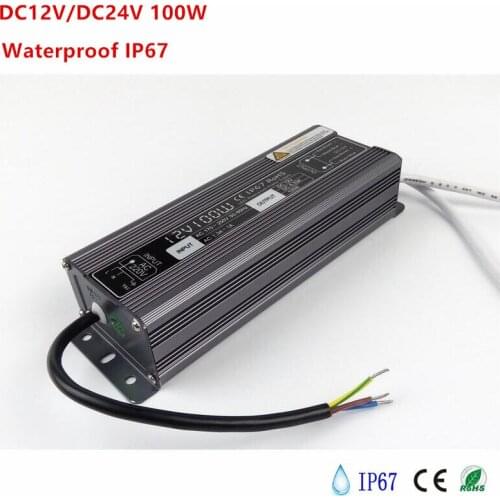 12V 24V 100W power supply DC12V,AC90-130V/AC180-250V input,Waterproof IP67
