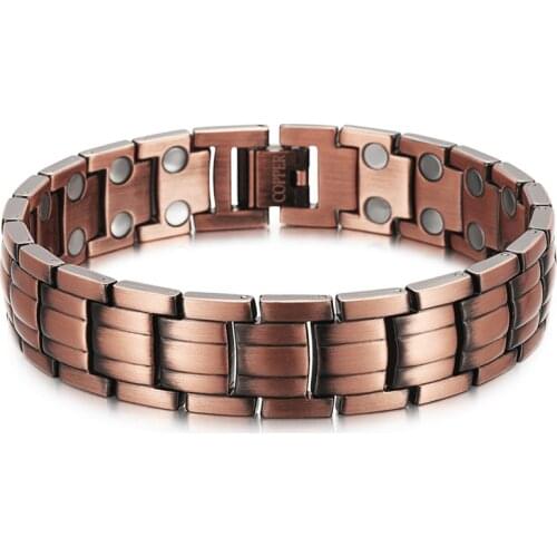 Red Copper Magnetic Bracelet Jewelry for Men Women 2 Row Magnet Healthy Bio Energy Bracelets & Bangles Fathers Day Gift 2021