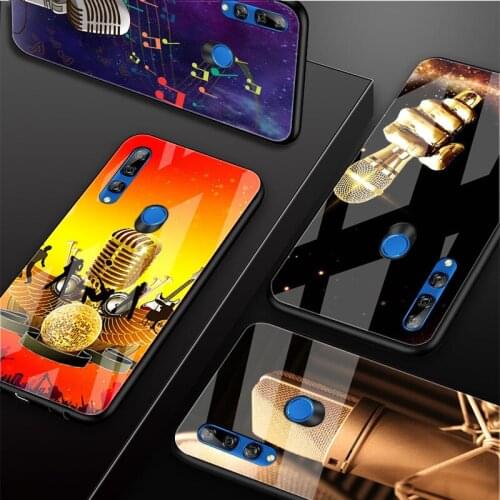 Music microphone Tempered Glass Phone Case For Huawei honor 8X 9 10i 20i 20Lite 20Pro 30 Pro Cover Shell