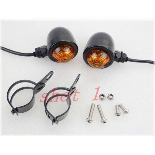 39 41 33-43 MM Black Turn Signal Running Light w/ Relocation Fork Clamp Mount for Harley Honda Shadow Yamaha Suzuki Kawasaki