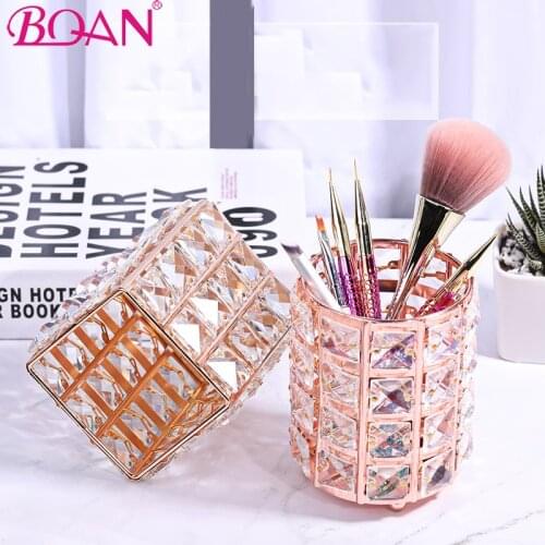 BQAN Rose Gold Hole Acrylic Gel Nail Brushes Holder Heart Round Stand Makeup Brush Holder For Displaying Nail Art Manicure
