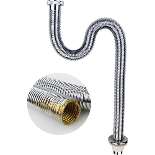European Standard Full Copper Water Connection Pipe Corrugated Pipe Water Screw Thread S-shaped Corrugated Drainage Pipe Water