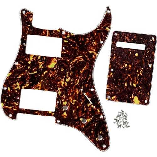 FLEOR 4Ply Brown Tortoise Guitar Humbucker Pickguard HH & Back Plate Backplate with Screws for US FD ST Guitar