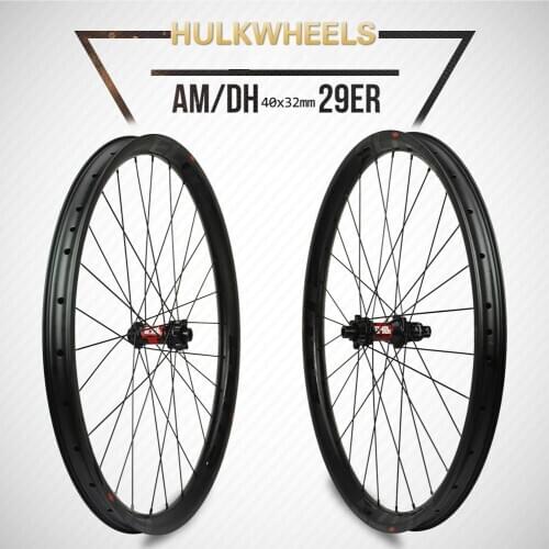 HULKWHEELS 29er DH DT Swiss 240 36T Hub Series MTB Wheelset 40mm Width 32mm Depth Carbon Fiber Rim Enduro Mountain Bike Wheel
