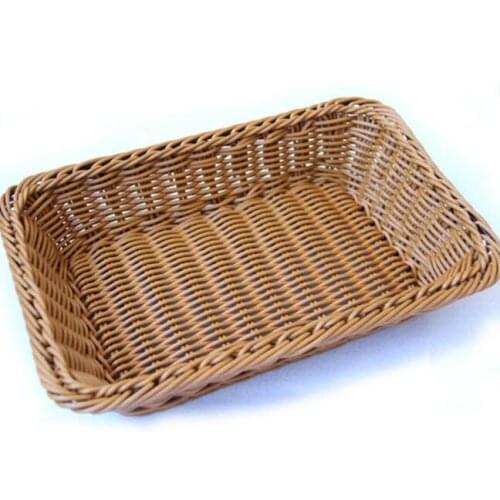 Imitation Rattan Bread Basket Rectangular Food Fruit Basket
