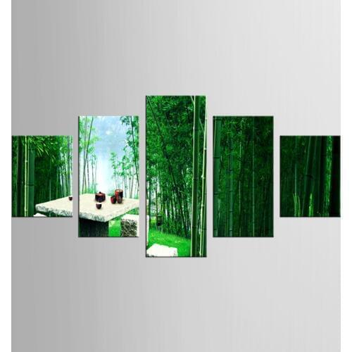 Canvas Printings Bamboo Forest Landscape 5 Pieces/Set Modern Style Cheap Pictures Decorative Wall Art Unframed Poster
