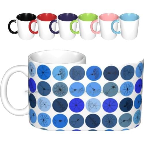 Blue Neuron Dots Ceramic Mugs Coffee Cups Milk Tea Mug Neuroscience Brain Brain Cell Neuron Synapse Glia Cells System Neurology