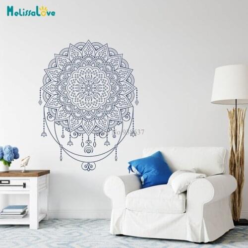 Mandala Lotus Decal Boho Ornament Moroccan Bohemian Bedroom Decor Ethnic Pattern Living Room Home Decor Vinyl Wall Sticker BD628