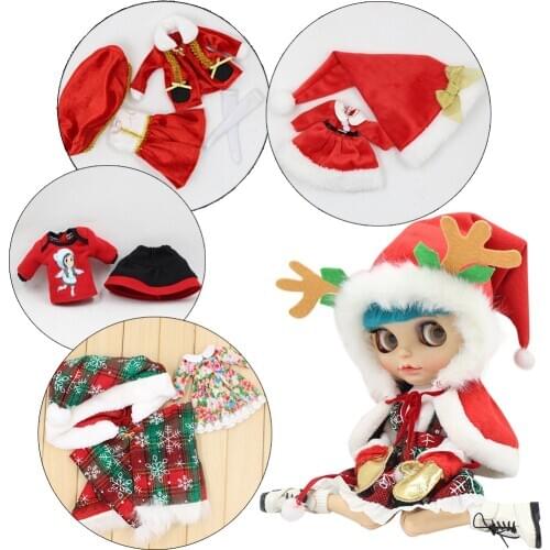 Outfits for Blyth doll Merry Christmas clothes Santa Claus Xmas elk suit for 1/6 BJD azone ICY DBS
