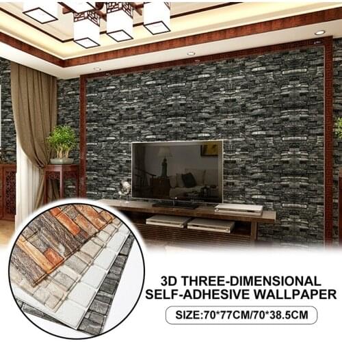 1Pc 3D Wall Sticker Imitation Brick Bedroom Decoration Waterproof Self Adhesive Wallpaper For Living Room Kitchen TV Backdrop