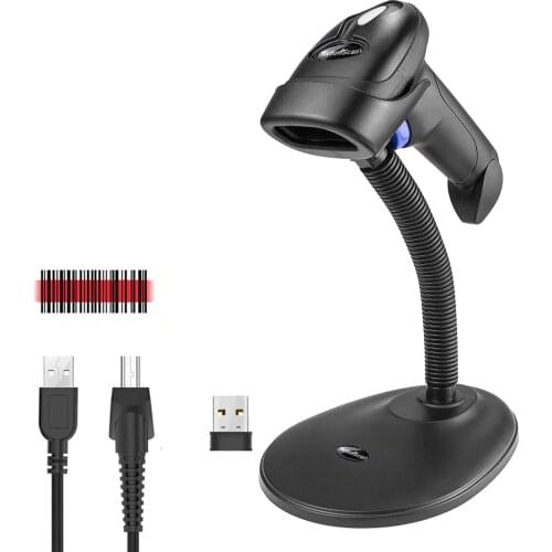 NetumScan Wireless 2D Barcode Scanner USB 1D Automatic Bar Code Reader HandFree Adjustable Stand Compatible for PC Computer