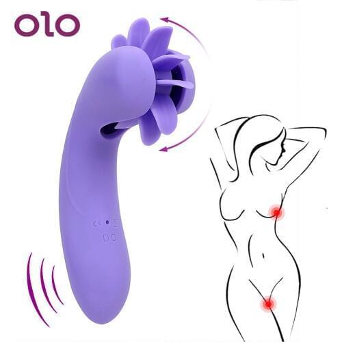 OLO 10 Speed Vaginal Vibrator, 2 Modes Rotation Tongue Licking, Oral Sex Dildo, Clitoris Stimulator G-spot Sex Toys For Women