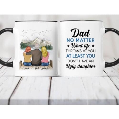 Personalized Mug Father & Daughters Dad Custom Made Colorful Coffee Cups Mugs Fathers Day RR2043