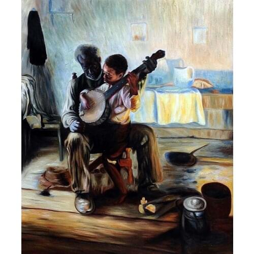 Portrait Canvas Painting Home Decor Art Oil Painting The Banjo Lesson by Henry Ossawa Tanner Hand Painted Wall Decor