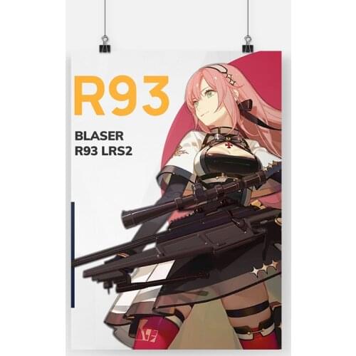R93 Girls Frontline Anime Framed Wooden Frame Canvas Poster Painting Wall Art Decor Living Room Study Home Decoration Prints