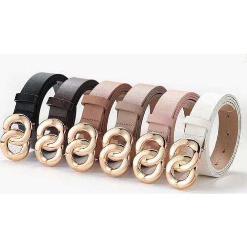 Fashion Golden Chain Buckle Black White Pink Womens Belt Decorative Jeans Dress Belts Luxury Strap Ondildo Off White Belt