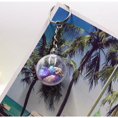 Cute Acrylic Summer Key Chain Shell Sequin Keychain Car Bag Key Holder Jewelry Accessories For Girl Women Gift Charm Key Rings