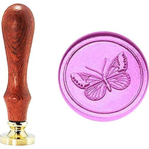 Vintage Butterfly Custom Picture Logo Wedding Invitation Wax Seal Sealing Stamp Rosewood Handle Set Kit