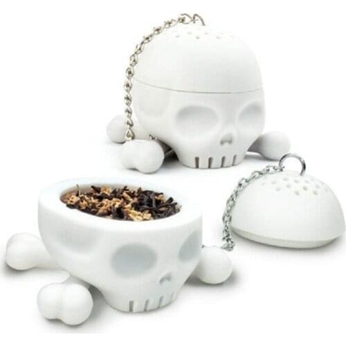 Silicone Skull Looseleaf Tea Infuser Te Pet Loose Kitchen Accessories De Sieve Strainer Trainer Pair X Bones Tea Filter Bags
