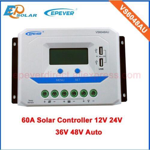 Solar portable charger controller VS6048AU 60A 40amps EPEVER 12V/24V/36V/48V EPEVER high qualiy products PWM system