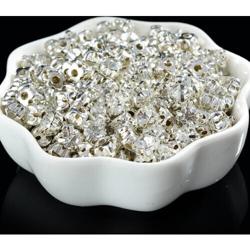 Ss12/16/18/20/25/30/35/40/50 Bulk Silver Clear Sew on Crystal Stone For Clothes Dress Handbag Claw Sewing Rhinestone Decoration