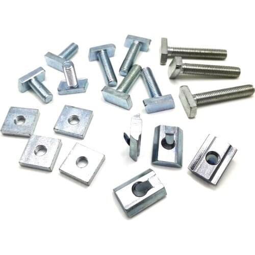 T-shaped screw for flexible conveyor line, diamond-shaped tooth-shaped M8X20 bolt, square square nut, M8 shrapnel nut