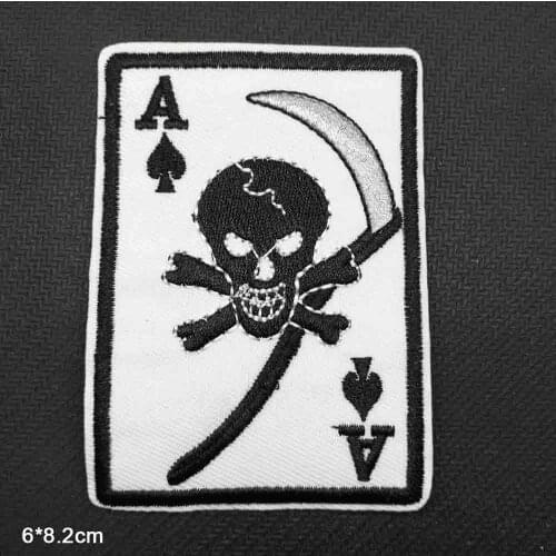 Poker Skull Ace Iron On Embroidered Clothes Patches For Clothing Stickers Garment Wholesale