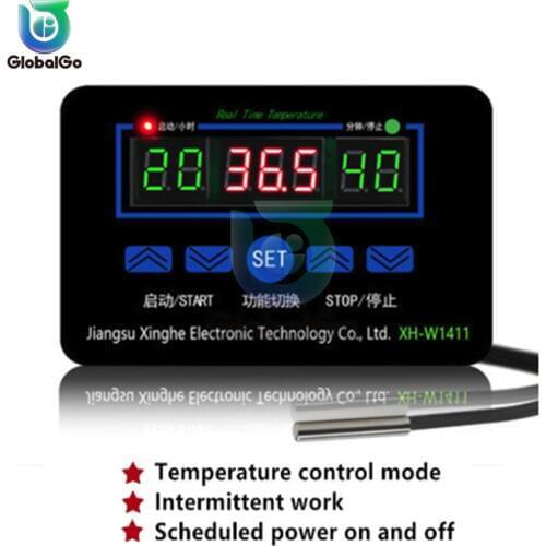 XH-W1411 LCD Display Digital Thermostat Multifunction Temperature Controller Sensor Switch -55~120 Degrees AC110-220V DC 12V