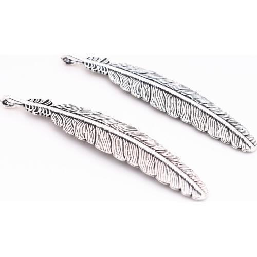 105x22mm 3pcs Antique Silver Plated Feather Style Handmade Charms Pendant:DIY for necklace bookmark-P1-09