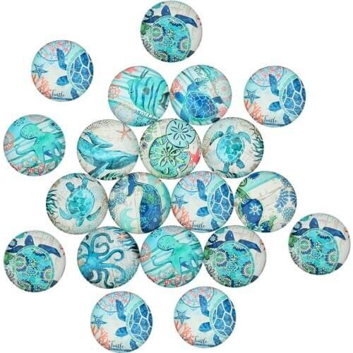 20Pieces Glass Ocean Fish Flatback Scrapbooking Dome For Crafts Accessories