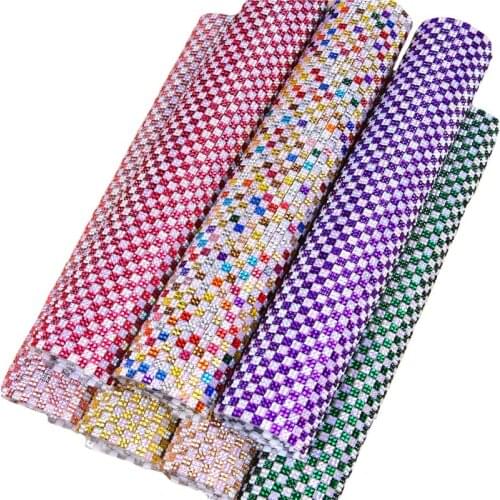 Hotfix/Self Adhesive Sheet Flat Back Square Resin Rhinestones Color Car Sticker Furniture Decor Clothing Accessories 24*40Cm