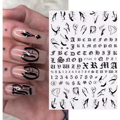 3D Nail Art Sticker Black White Geometry Leaf Butterfly Decals Flower DIY Designs for Nails Manicures Decorations Salon 1PC