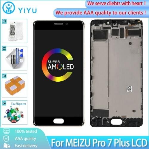 5.7" Original For MEIZU Pro 7 Plus LCD Touch Screen Digitizer Assembly Replacement For Meizu Pro7 Plus AMOLED LCD+Frame