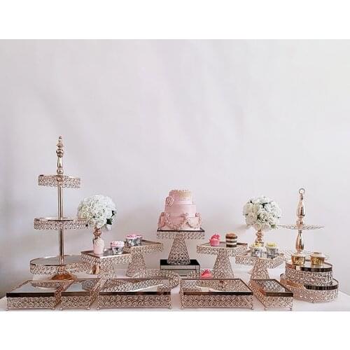 9pcs-18pcs /lot Crystal Metal Cupcake Wedding Cake Stand Rack Set Holiday Party DisplayTray